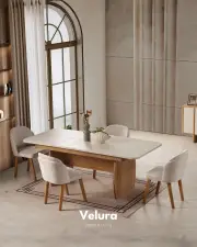 Eylül Yemek Masası - Naturel ve Krem