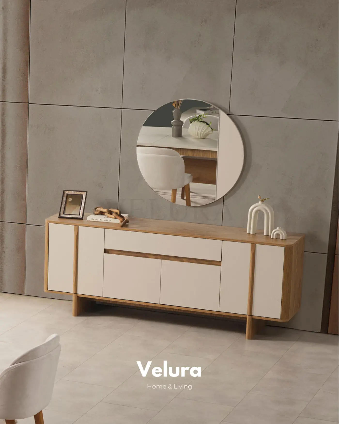Eylül Konsol Naturel ve Krem modern yemek odası konsolu
