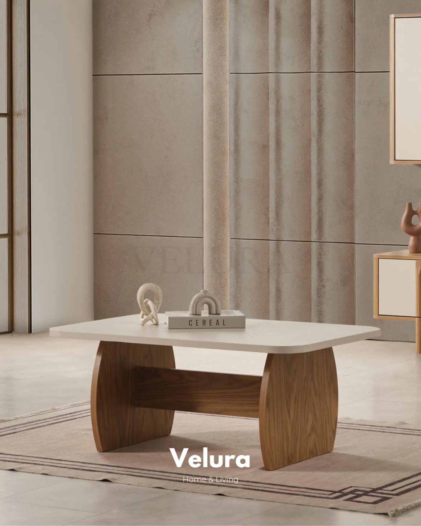 Eylül Orta Sehpa Naturel ve Krem modern salon sehpası