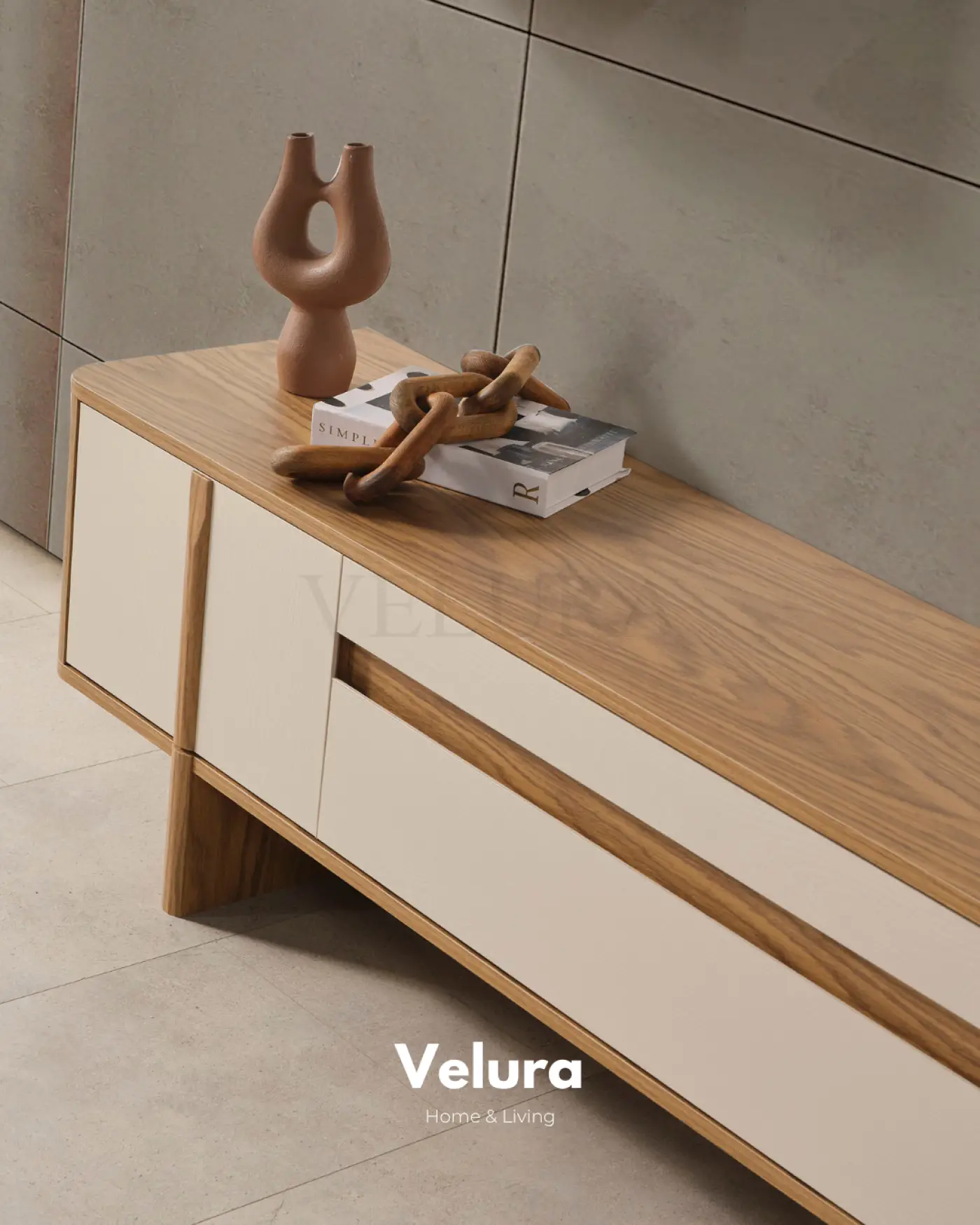 Eylül Tv Ünitesi Naturel ve Krem modern salon tv ünitesi