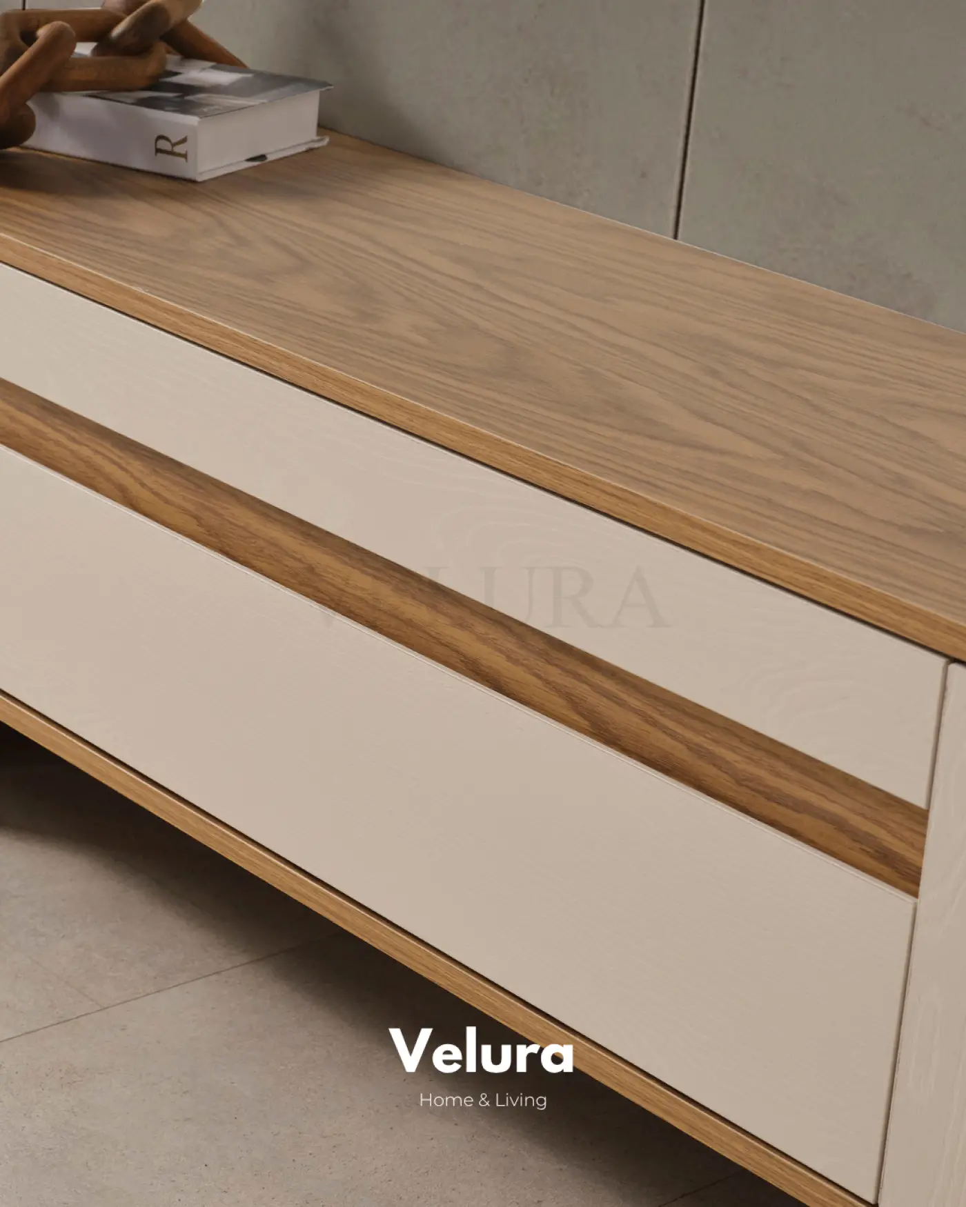 Eylül Tv Ünitesi Naturel ve Krem modern salon tv ünitesi