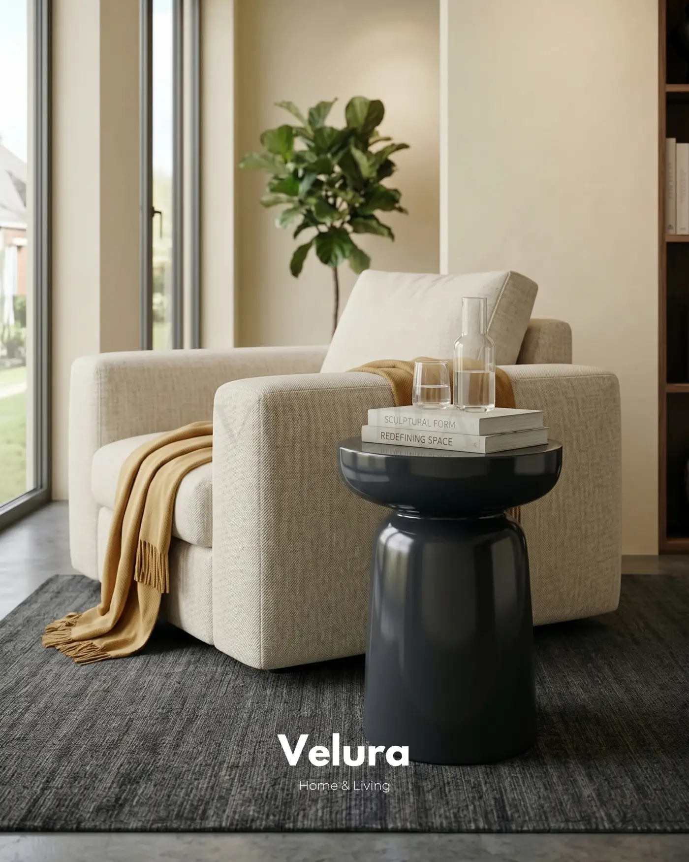 Antrasit renk Fargo mantar form yan sehpa 45x45x60