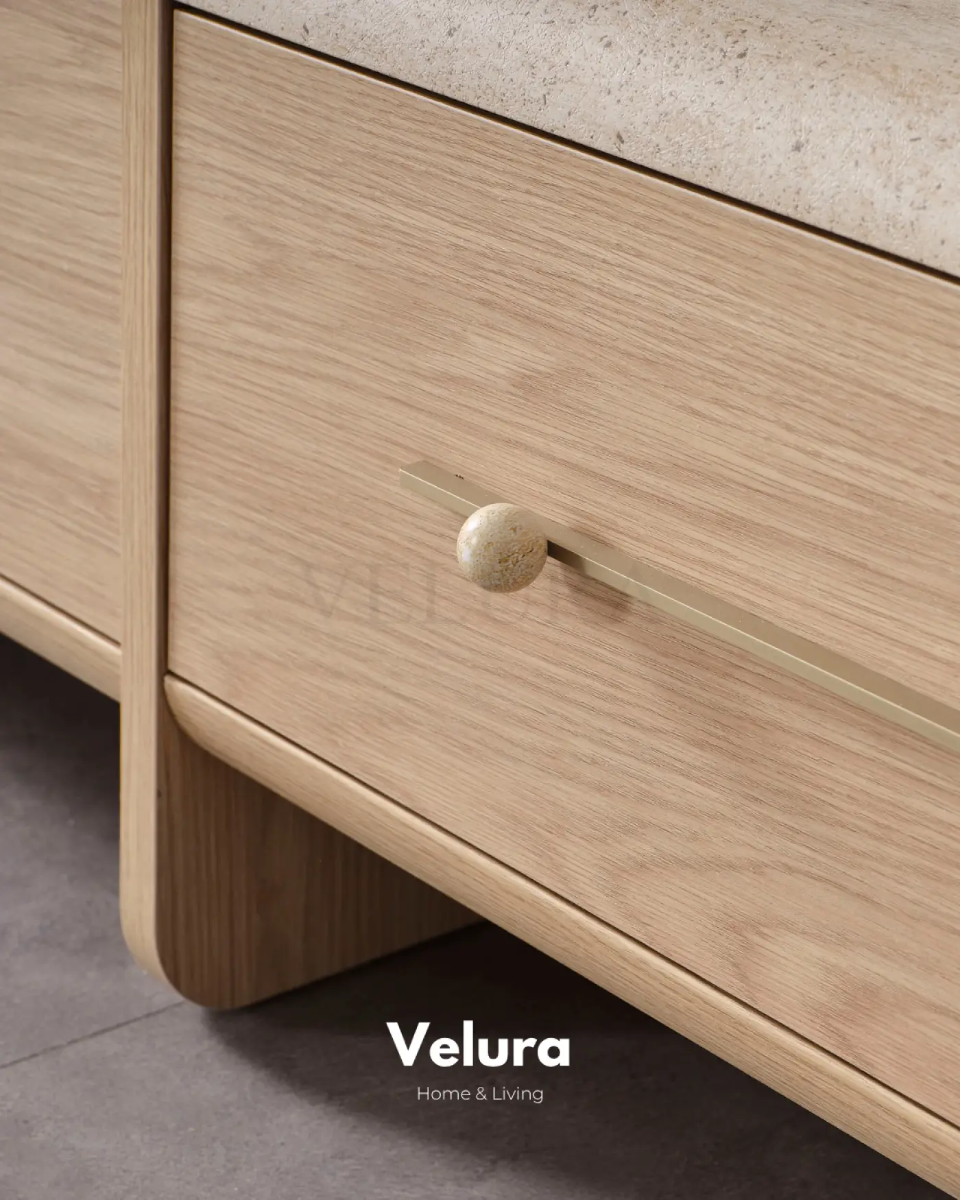 Defne Tv Ünitesi Natural Meşe traverten desenli modern tv ünitesi