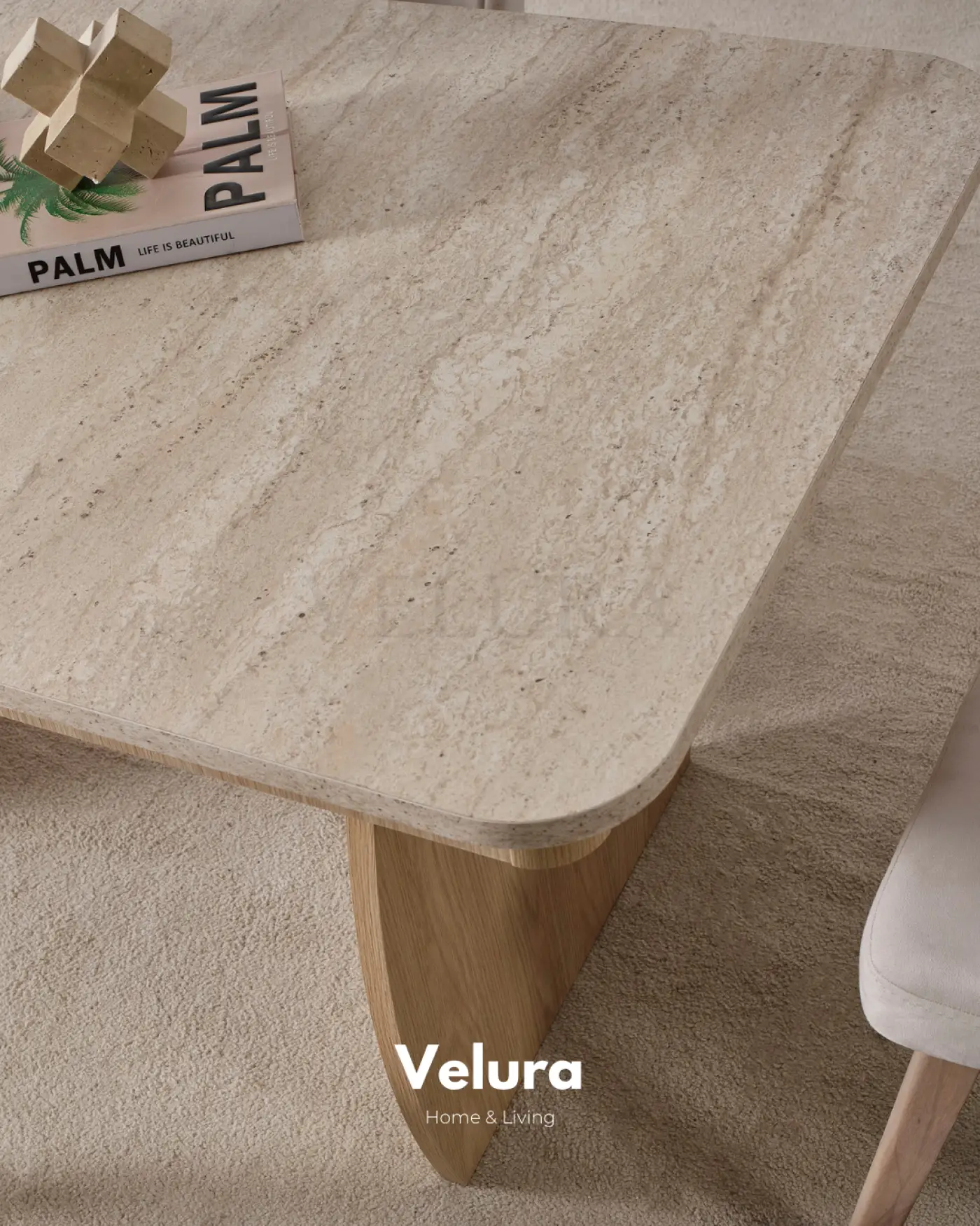 Defne Yemek Masası Natural Meşe traverten desenli açılır yemek masası