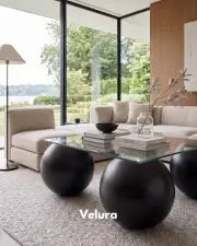 Küre Orta Sehpa - 41cm Siyah Top - Kare - Şeffaf Cam