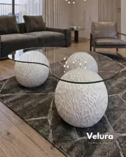 Küre Desenli Orta Sehpa - Krem