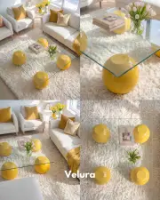 Küre Orta Sehpa - Sarı - Kare - Şeffaf Cam