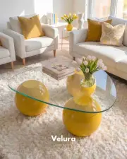 Küre Orta Sehpa - Sarı - Üçgen - Şeffaf Cam