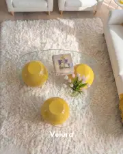 Küre Orta Sehpa - Sarı - Üçgen - Şeffaf Cam