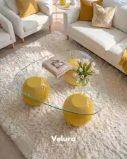 Küre Orta Sehpa - Sarı - Üçgen - Şeffaf Cam
