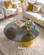 Küre Orta Sehpa - Sarı - Yuvarlak Füme Cam