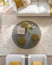 Küre Orta Sehpa - Sarı - Yuvarlak Füme Cam