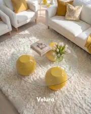 Küre Orta Sehpa - Sarı - Yuvarlak Şeffaf Cam