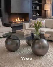 Küre Orta Sehpa - Silver - Yuvarlak Füme Cam