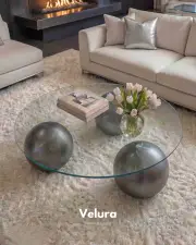 Küre Orta Sehpa - Silver - Yuvarlak Şeffaf Cam