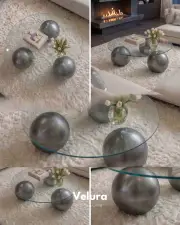 Küre Orta Sehpa - Silver - Yuvarlak Şeffaf Cam