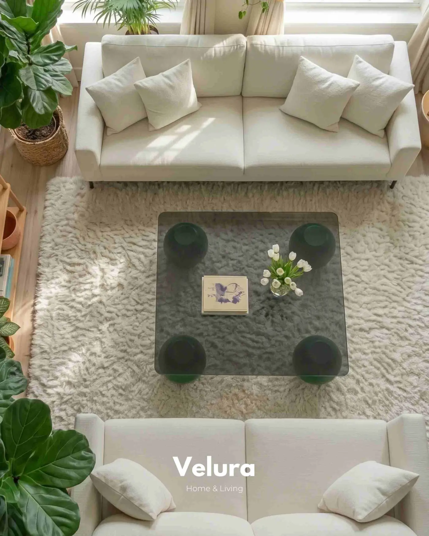Küre Orta Sehpa Yeşil Kare Füme Cam