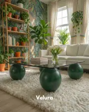 Küre Orta Sehpa - Yeşil - Kare - Füme Cam