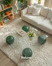 Küre Orta Sehpa - Yeşil - Kare - Şeffaf Cam