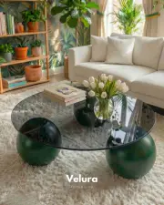 Küre Orta Sehpa - Yeşil - Yuvarlak Füme Cam