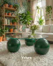 Küre Orta Sehpa - Yeşil - Yuvarlak Şeffaf Cam