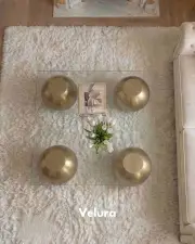 Küre Orta Sehpa - Gold - Kare- Şeffaf Cam