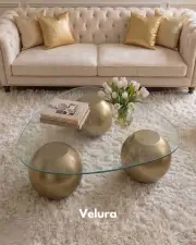 Küre Orta Sehpa - Gold - Üçgen - Şeffaf Cam