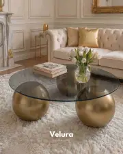 Küre Orta Sehpa - Gold - Yuvarlak Füme Cam