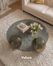 Küre Orta Sehpa - Gold - Yuvarlak Füme Cam