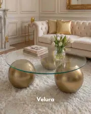 Küre Orta Sehpa - Gold - Yuvarlak Şeffaf Cam