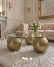 Küre Orta Sehpa - Gold - Yuvarlak Şeffaf Cam