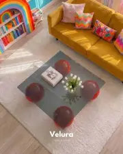 Küre Orta Sehpa - Kırmızı - Kare - Füme Cam