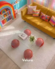 Küre Orta Sehpa - Kırmızı - Kare - Şeffaf Cam