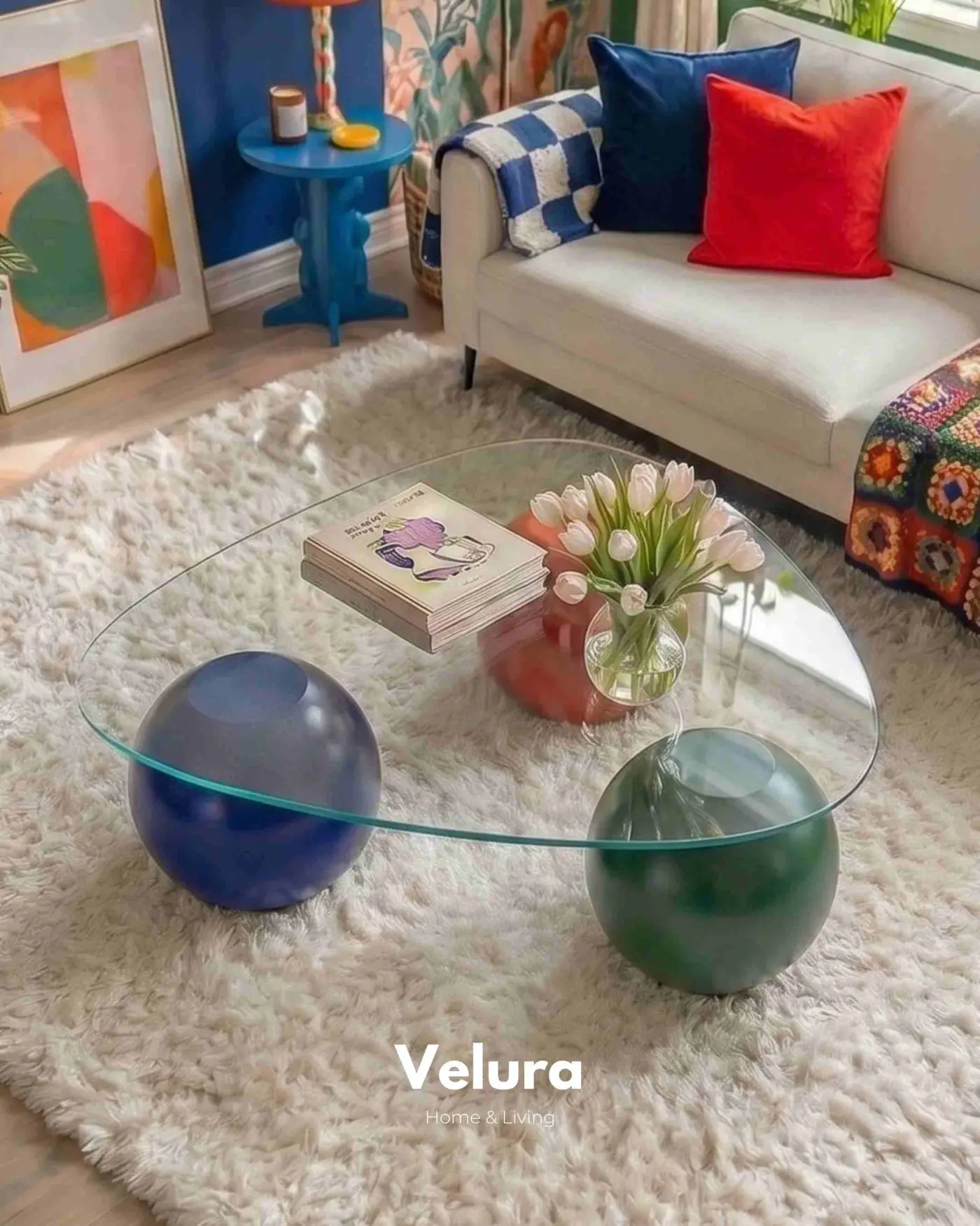 Küre Orta Sehpa Dopamin Üçgen Şeffaf Cam