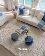 Küre Orta Sehpa - Mavi - Üçgen - Şeffaf Cam