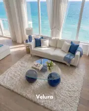 Küre Orta Sehpa - Mavi - Üçgen - Şeffaf Cam