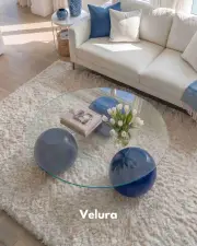 Küre Orta Sehpa - Mavi - Yuvarlak Şeffaf Cam
