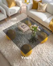 Küre Orta Sehpa - Sarı - Kare - Füme Cam