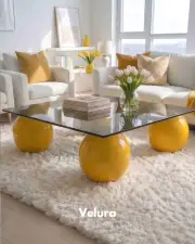 Küre Orta Sehpa - Sarı - Kare - Füme Cam