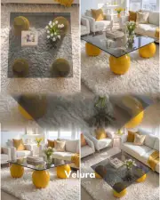 Küre Orta Sehpa - Sarı - Kare - Füme Cam