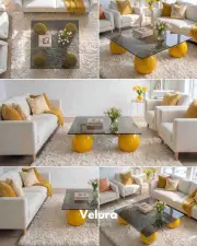 Küre Orta Sehpa - Sarı - Kare - Füme Cam