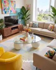 Küre Orta Sehpa - Krem Top - Üçgen - Şeffaf Cam