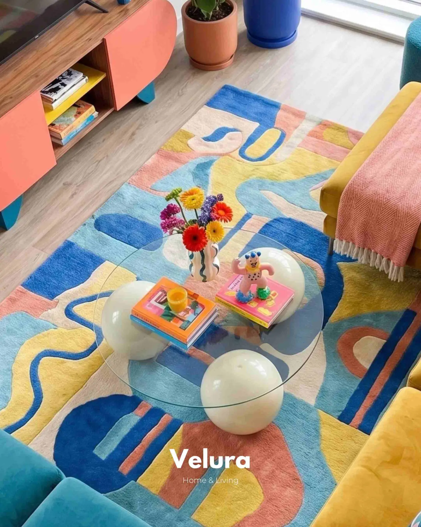 Küre Orta Sehpa Krem Top Yuvarlak Şeffaf Cam