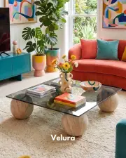 Küre Orta Sehpa - Ay Taşı - Kare - Füme Cam
