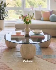 Küre Orta Sehpa - Ay Taşı - Füme Yuvarlak Cam