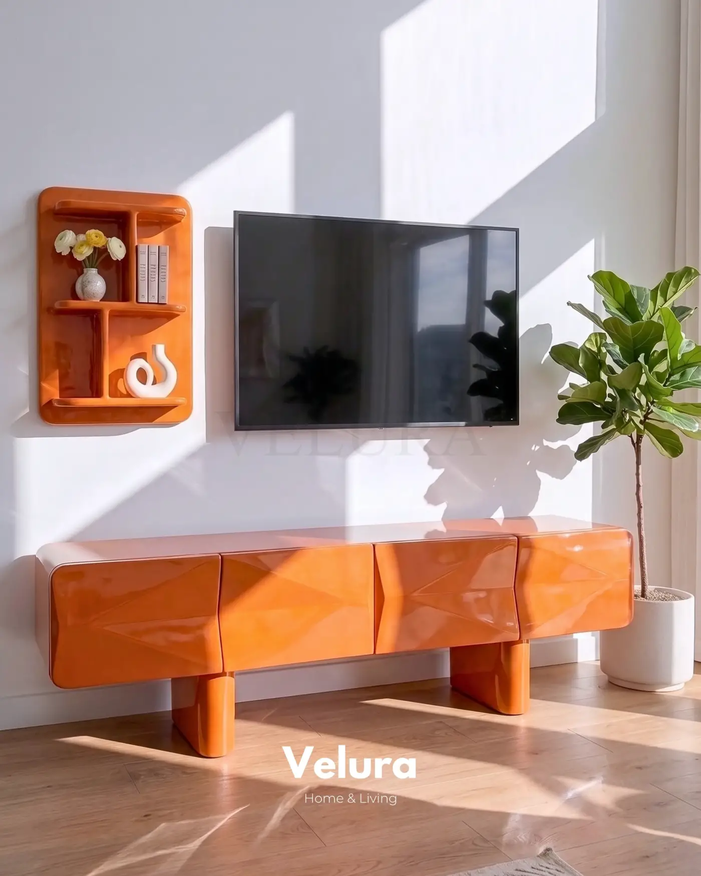 Turuncu Lura modern MDF TV ünitesi