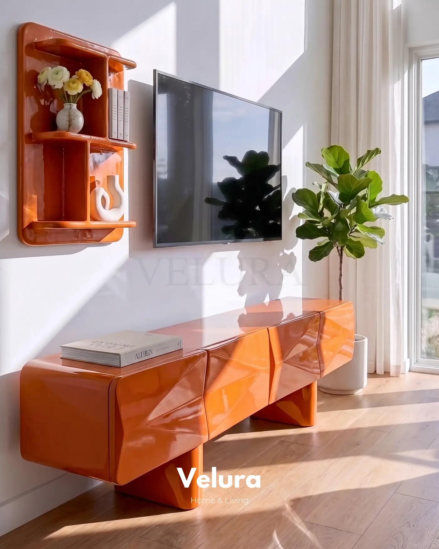Turuncu Lura modern MDF TV ünitesi