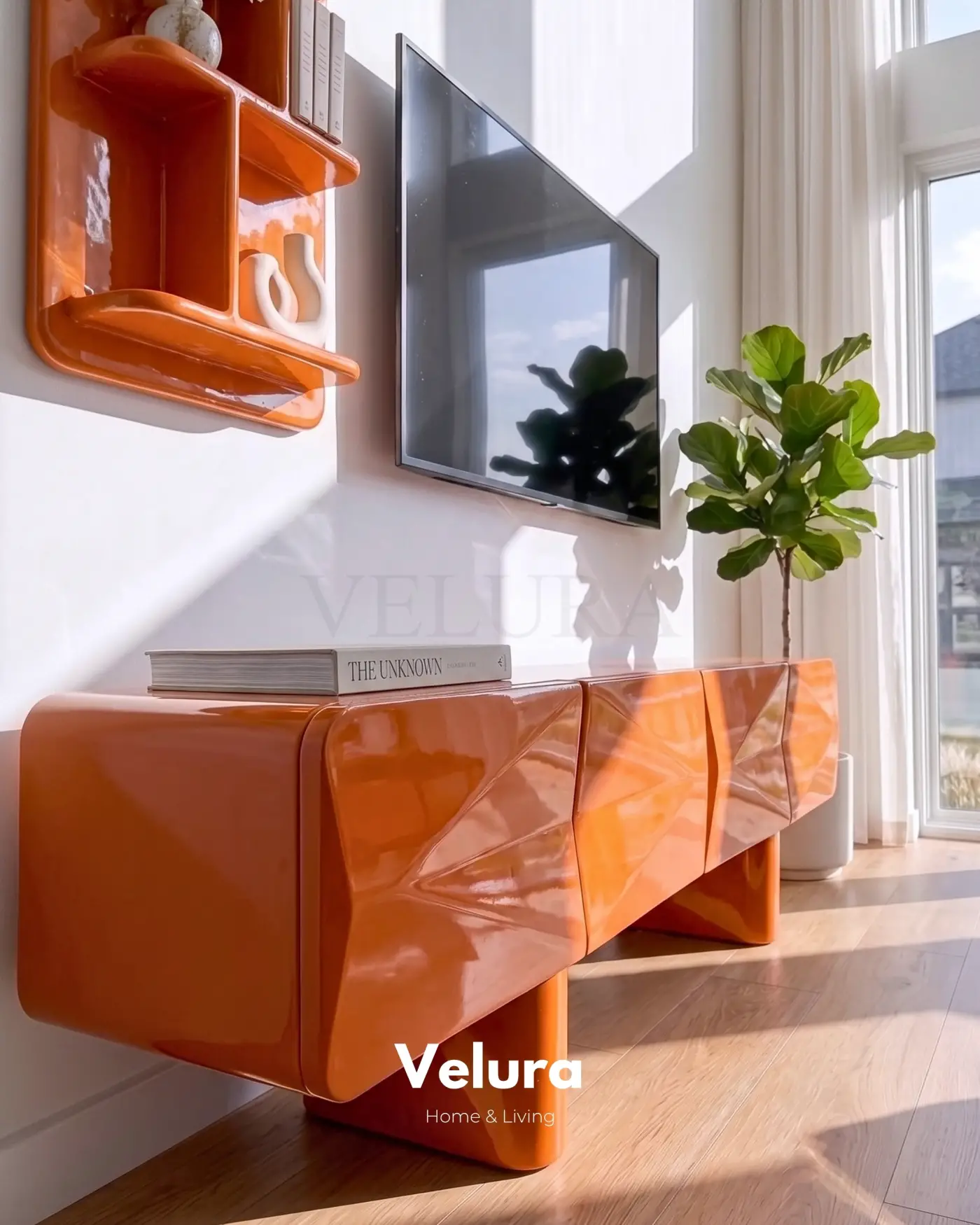 Turuncu Lura modern MDF TV ünitesi