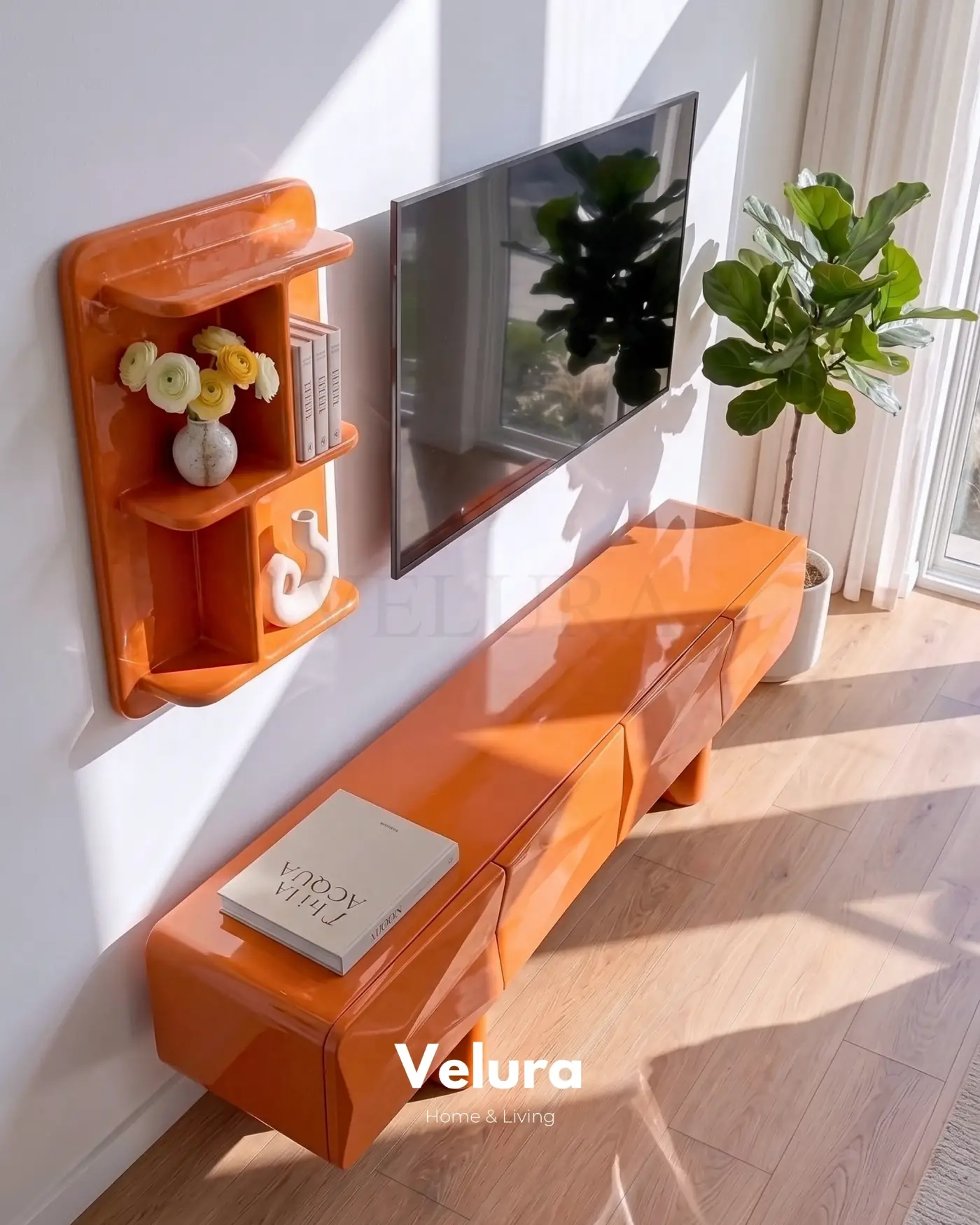 Turuncu Lura modern MDF TV ünitesi