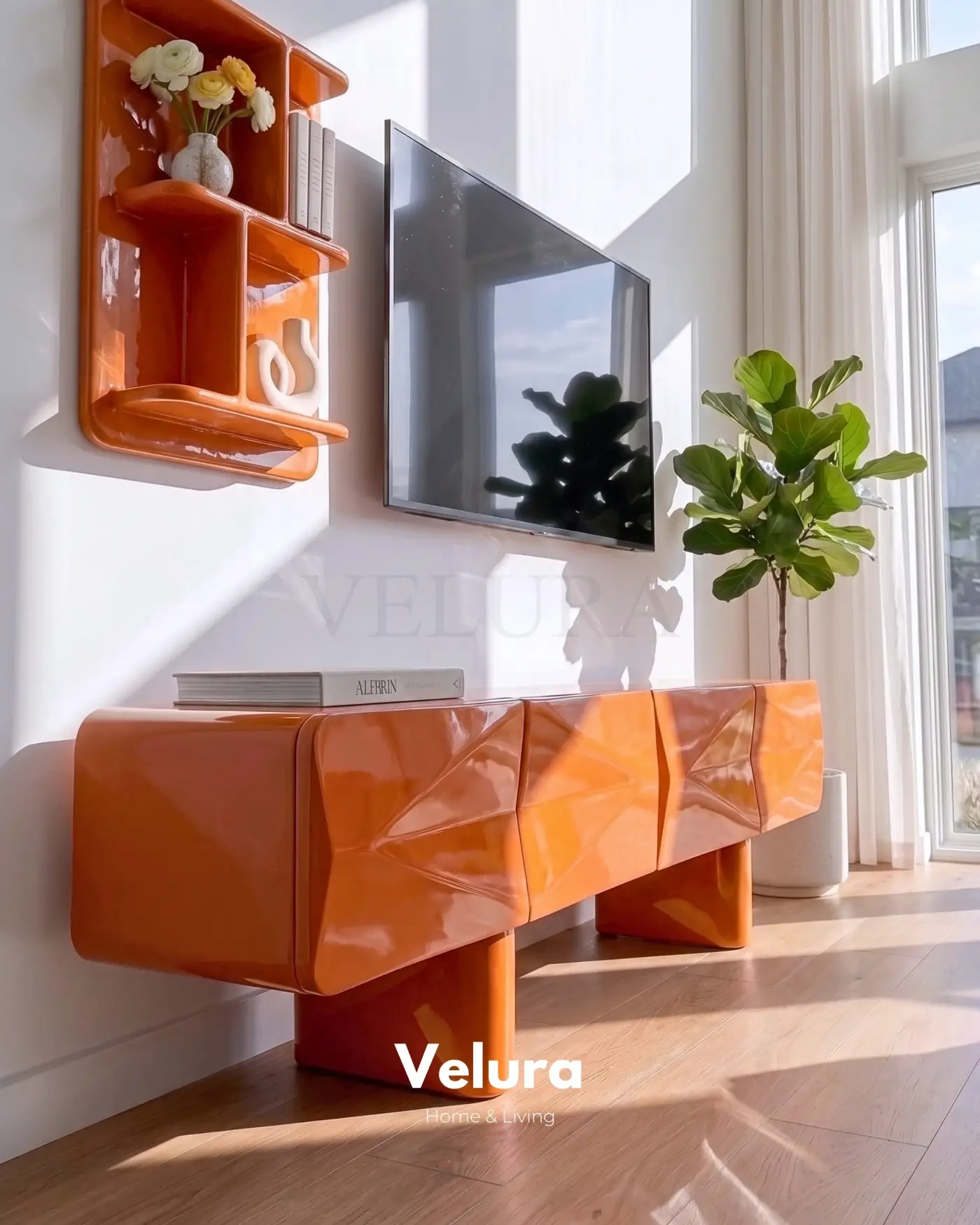 Turuncu Lura modern MDF TV ünitesi